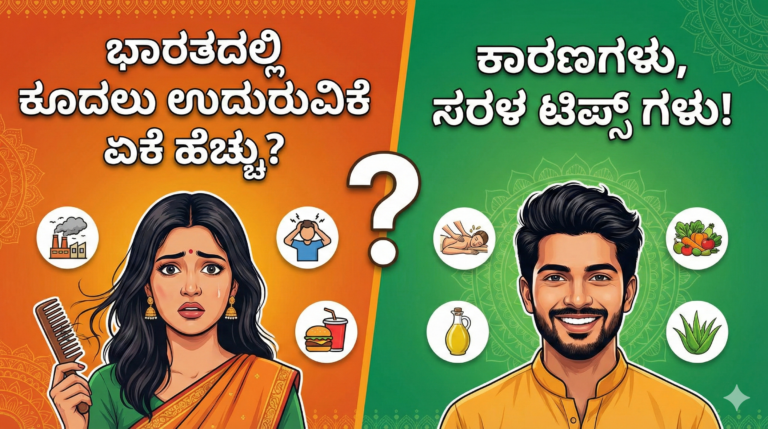 ಹೆಚ್ಚು ಕೂದಲು ಉದುರುವಿಕೆ ಬಗ್ಗೆ ಚಿಂತಿತ ಮಹಿಳೆ